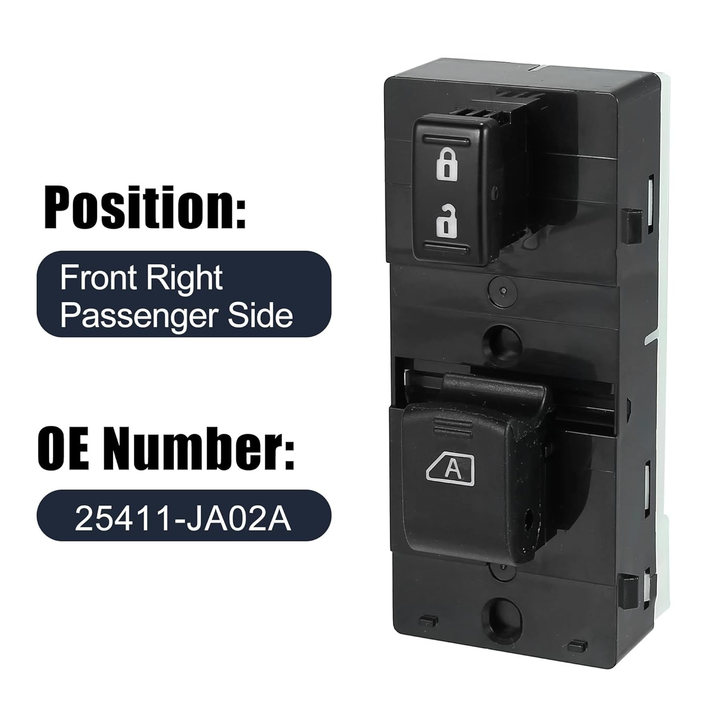 X AUTOHAUX Interruptor eléctrico del elevalunas delantero derecho del lado del pasajero 25411-JA02A Reemplazo para Nissan Altima Hybrid 2007-2011