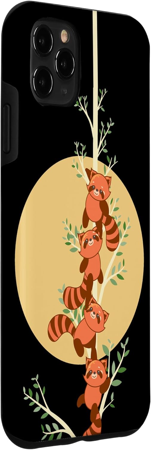 Carcasa para iPhone 11 Pro Max, diseño de panda, color rojo
