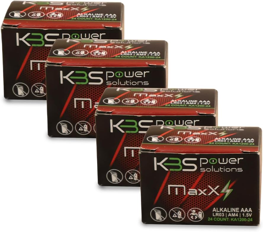 KBS POWER SOLUTIONS MAXX PEAK ALCALINAS AAA PAQUETE DE BATERÍAS PAQUETE DE 480 CELLAS (20 PAQUETES DE 24 UNIDADES) MaxX AAA Pilas alcalinas de mayor