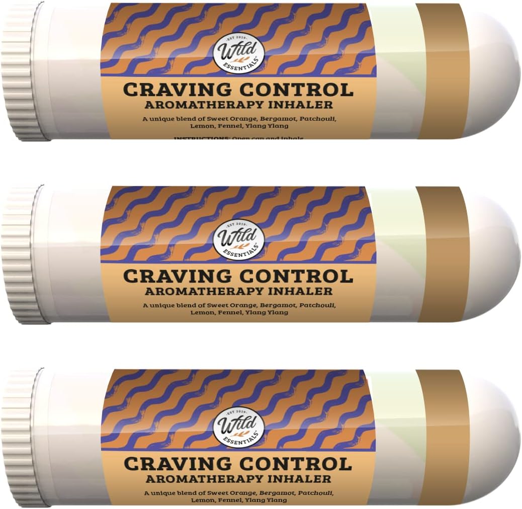 Wild Essentials Paquete de 3 inhaladores nasales de aromaterapia para control del apetito hechos con aceites esenciales 100% naturales de grado