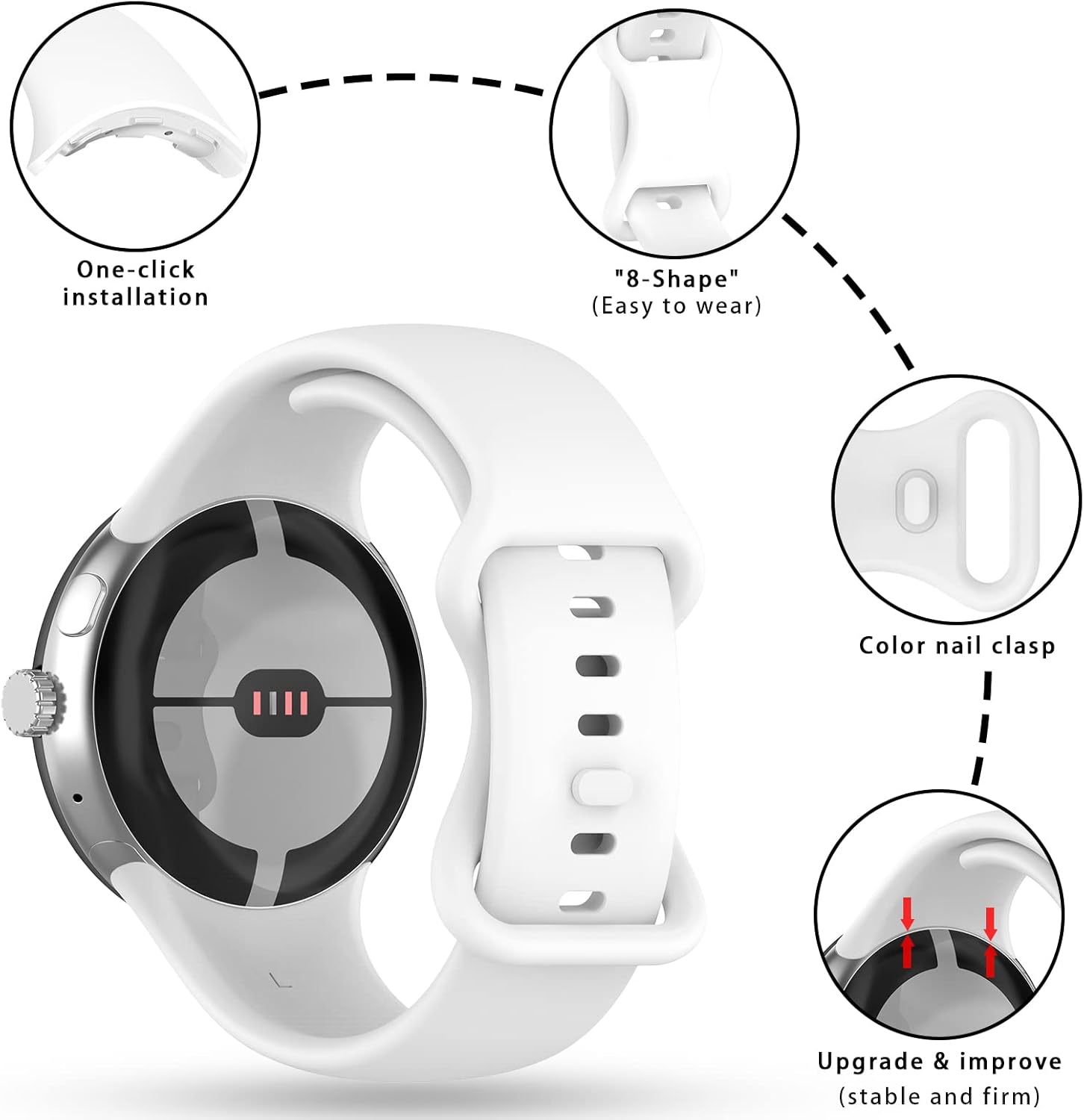 Correa compatible con Google Pixel Watch de silicona suave, correa de repuesto para reloj inteligente Google Pixel Watch 21, accesorios