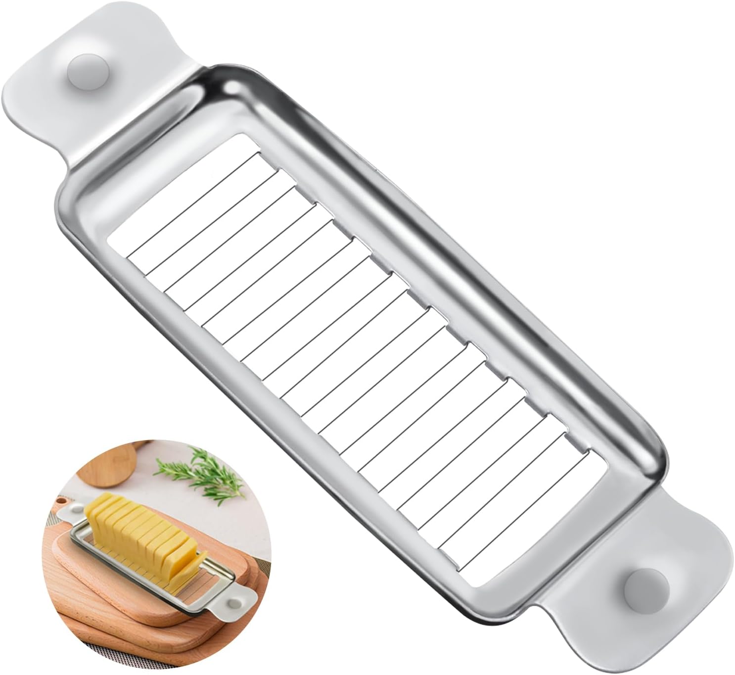 ENLOY – Cortador de queso multiusos de acero inoxidable, cortador de alimentos, cortador de queso con mango ergonómico para bloquear queso,