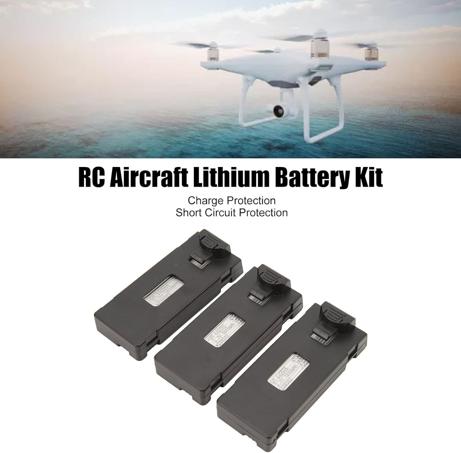FOSA Kit de batería de litio para aviones a control remoto, 3 piezas con juego de cables de carga ligeros, duradero y portátil para E88 E88Pro