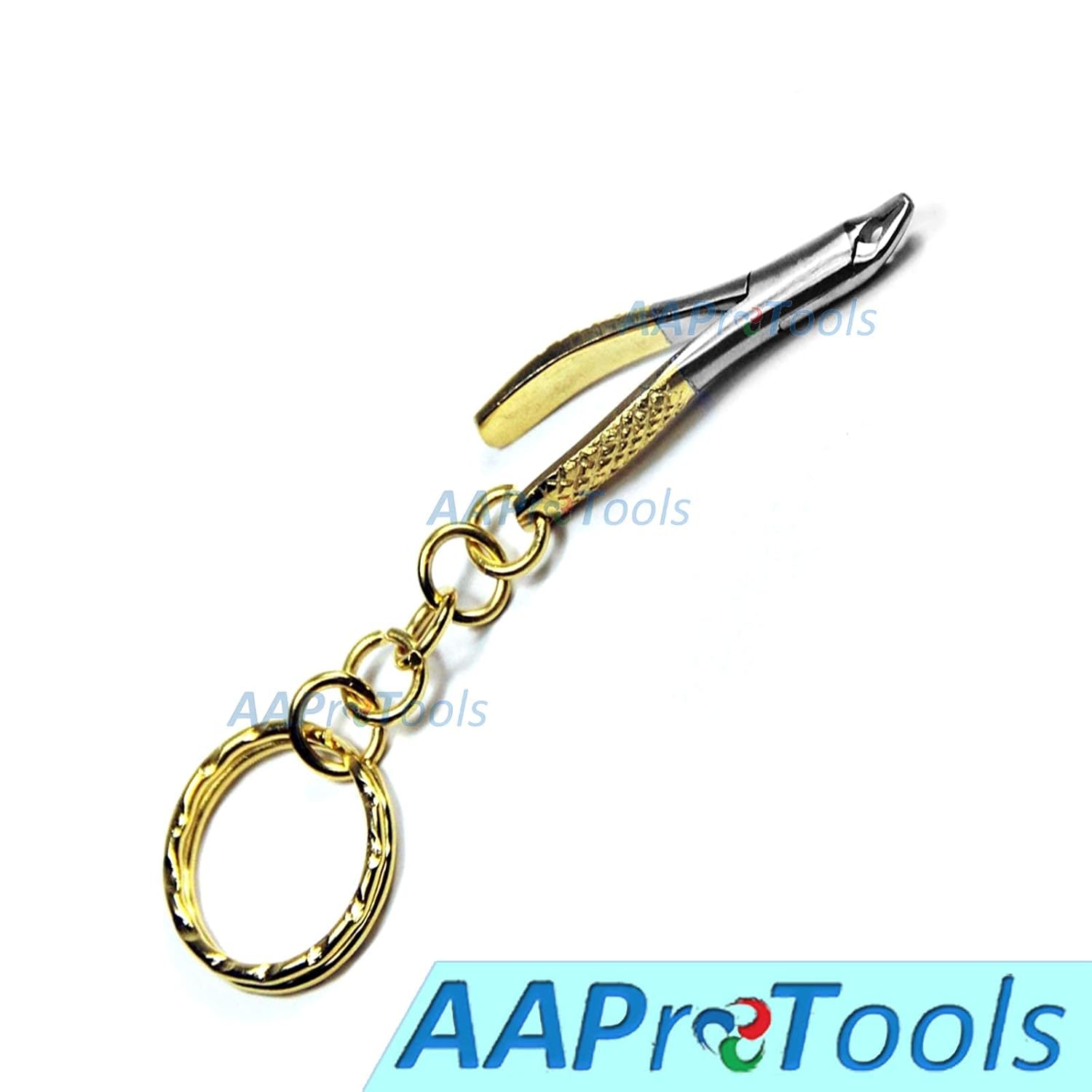 Llavero de pinzas dentales con mango dorado – AAProTools