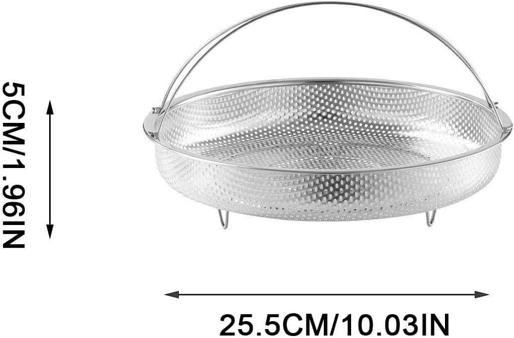 Cesta de vapor multifuncional todo en uno con asa, cesta de drenaje de acero inoxidable para el hogar, malla fina al vapor, apta para lavavajillas,