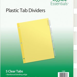 AVERY Office Essentials – Separadores de pestañas insertables, juego de 5 unidades, pestañas transparentes, 8-12 x 11 pulgadas, color de la pestaña AVERY Office Essentials – Separadores de pestañas insertables, juego de 5 unidades, pestañas transparentes, 8-12 x 11 pulgadas, color de la pestaña