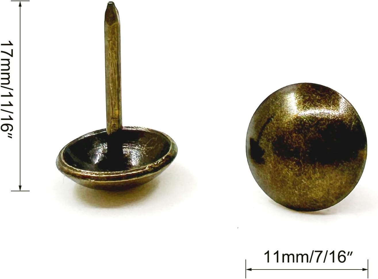 Tachuelas de latón para tapicería de sofá de 0.433 in x 0.669 in, tachuelas decorativas para muebles de madera, clavos de pulgar, para el hogar,