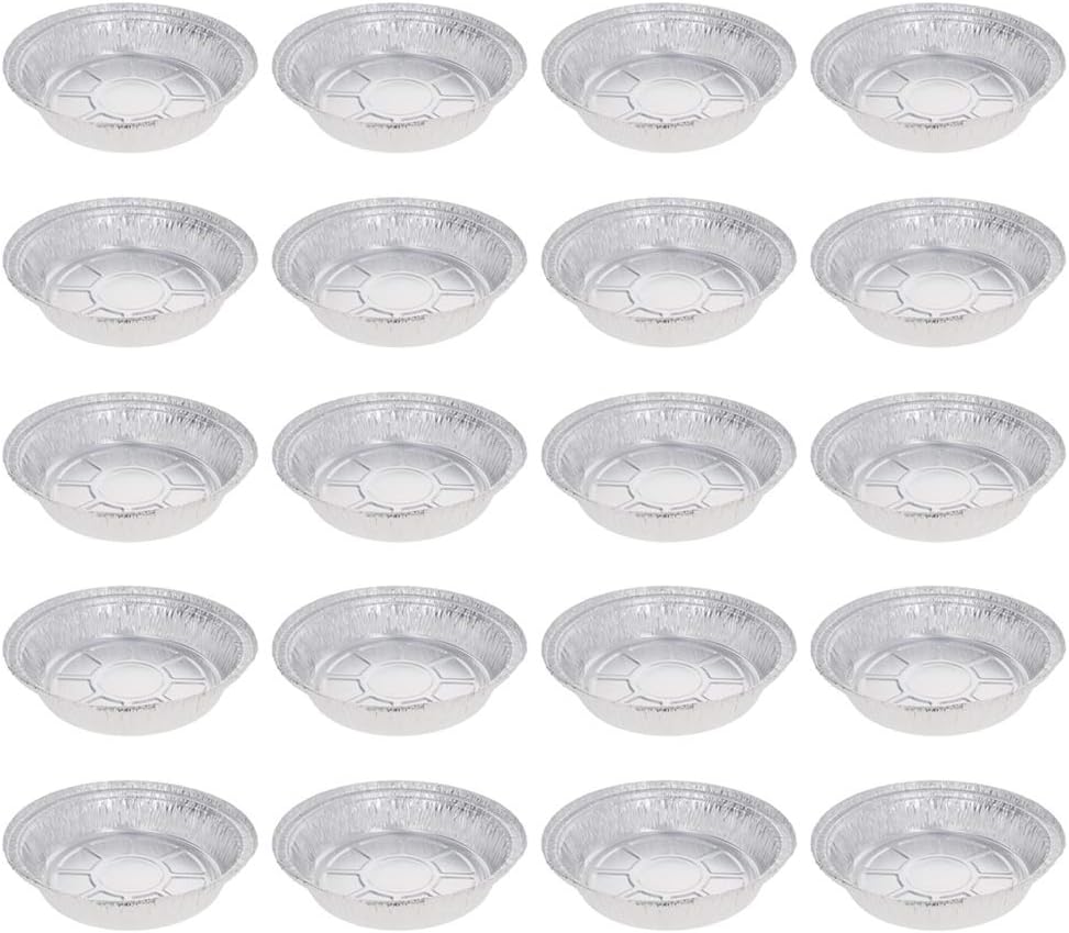 Othmro 20 sartenes de papel de aluminio de 24.3 fl oz reciclables para llevar, recipientes de alimentos de papel de aluminio, sartenes redondas,