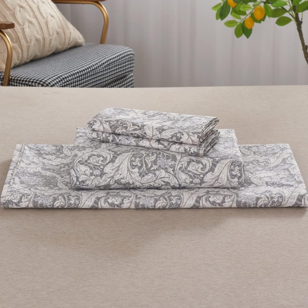 Juego de sábanas de 100 % algodón estampado tamaño individual, colchón de hasta 14 pulgadas de profundidad, juego de ropa de cama con estampado de