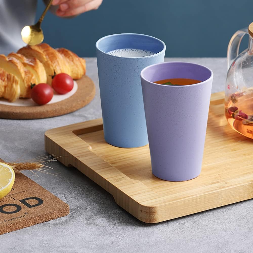 Vaso grande de paja de trigo de 20 onzas, vasos irrompibles reutilizables para agua, taza de café apilable, vasos de jugo, taza para café, té, agua,