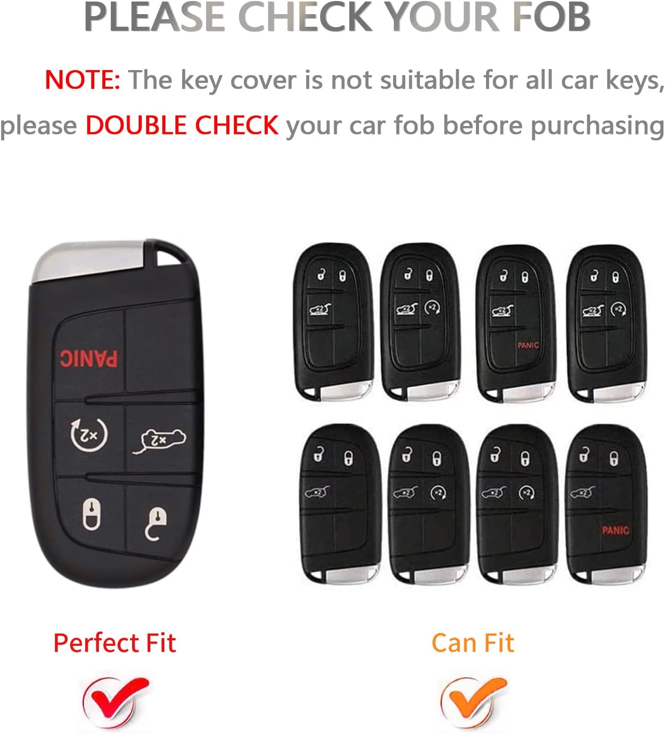 OFFCURVE Funda para llave de automóvil Dodge Jeep, funda para llave de automóvil para Dodge Charger Challenger Dart Journey Durango Grand Caravan