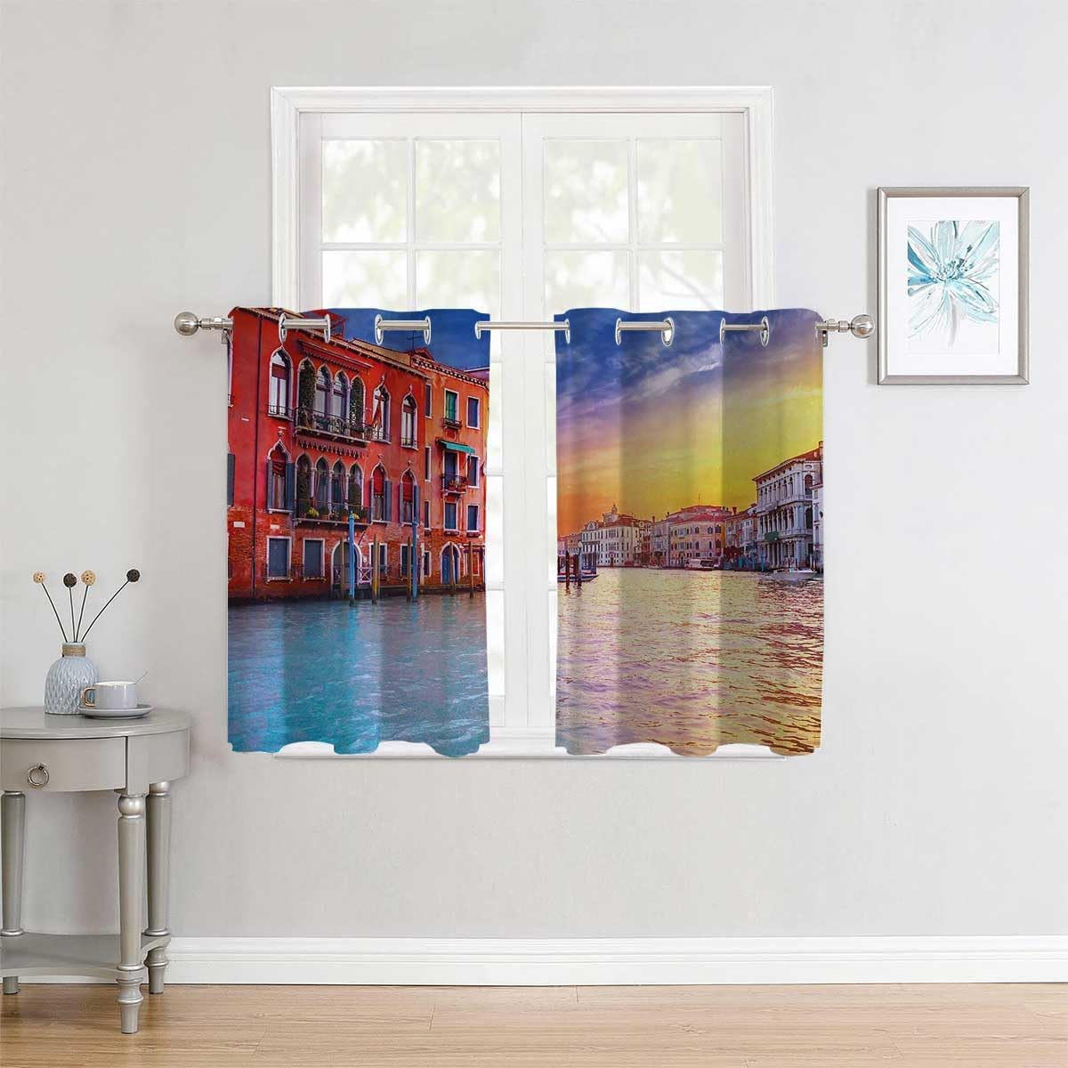YANFENQI Cortinas para Habitacion Italian Doorway Curtains Pantry Curtain 63Inch Width by 80Inch Length,2 Panels