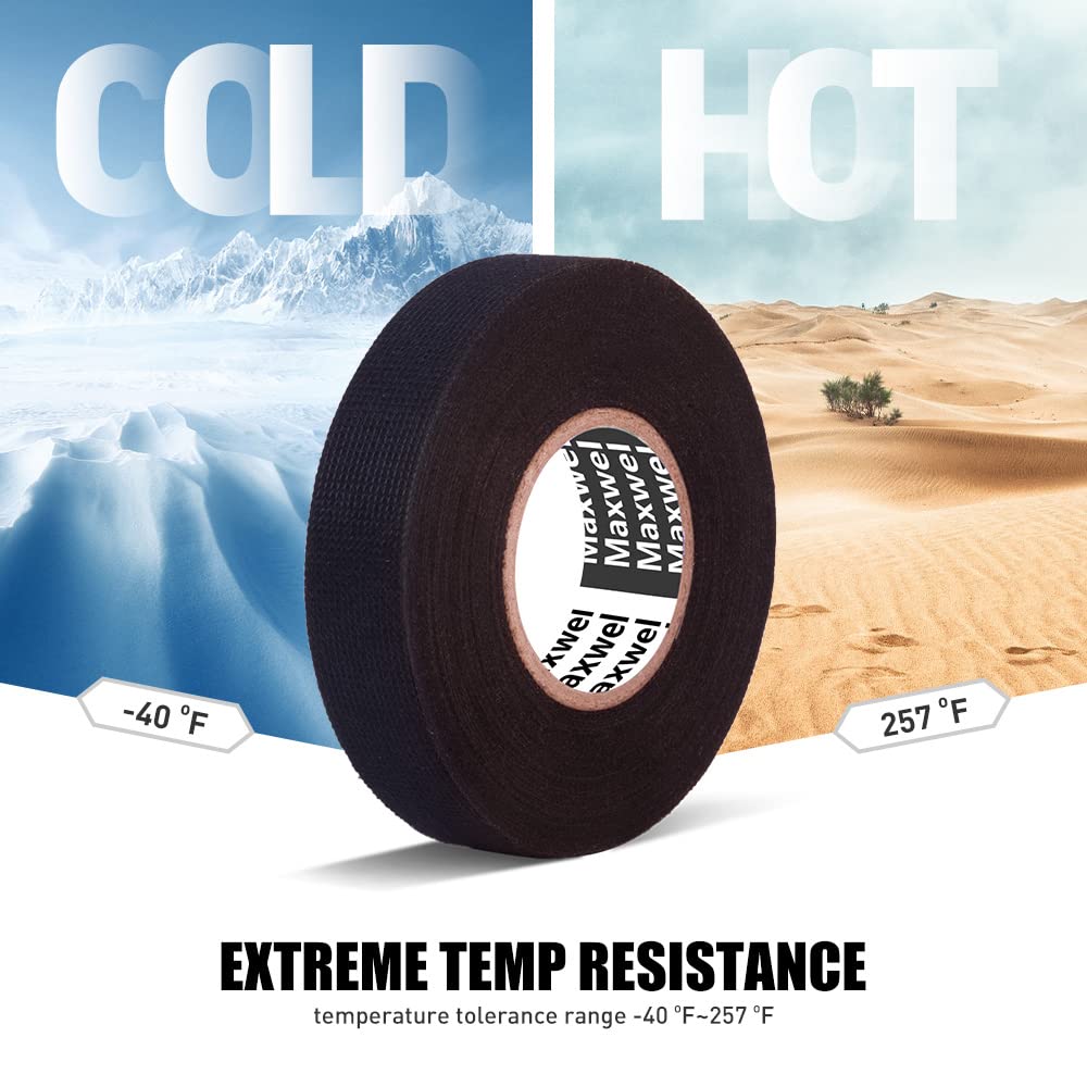Maxwel – Arnés de telar de alambre, cinta adhesiva de tela para arnés de cables eléctricos automotrices, amortiguación de ruido, a prueba de calor,
