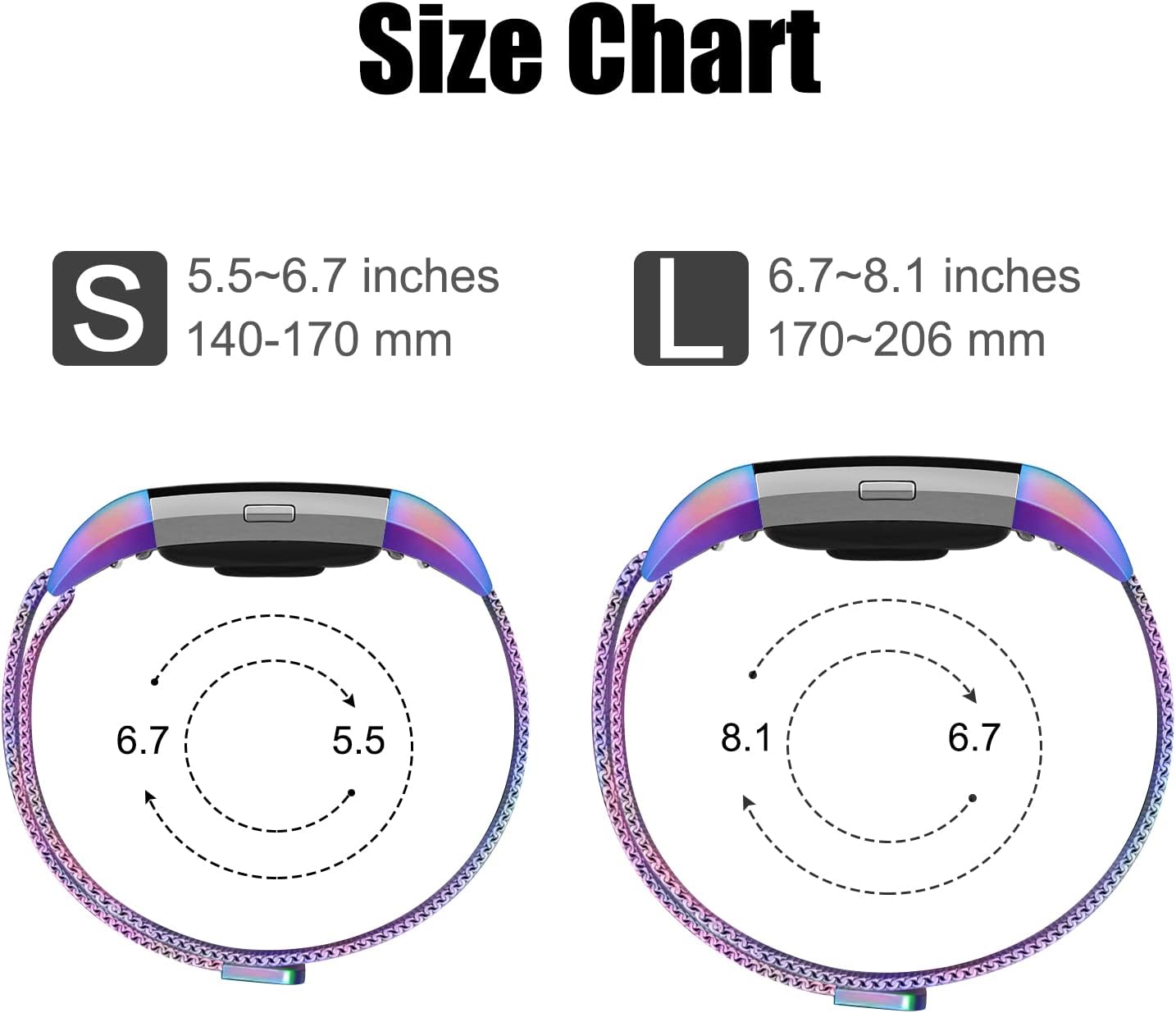 Correa de metal compatible con Fitbit Charge 2 bandas para mujeres y hombres, correa de repuesto ajustable de malla de acero inoxidable para Fitbit