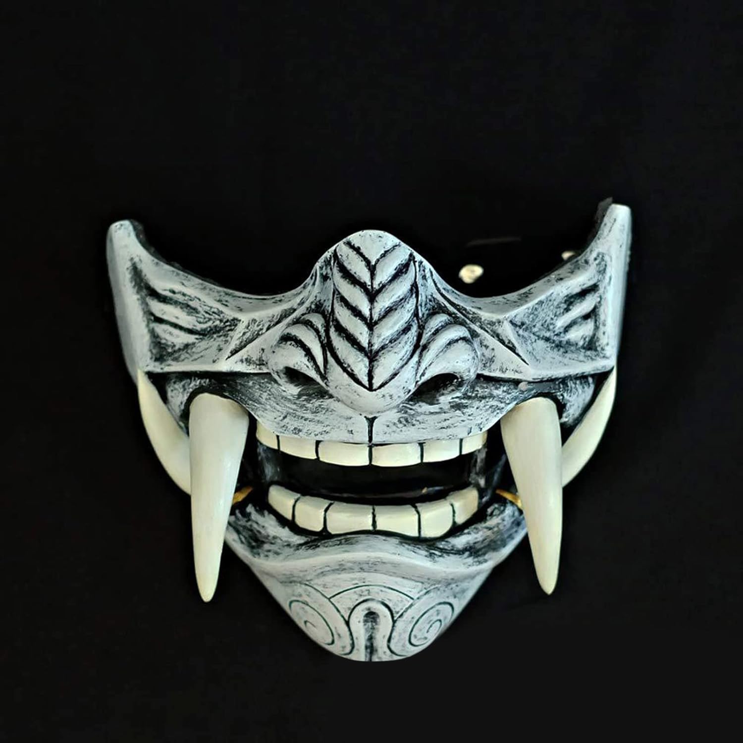 Decoraciones de Halloween, máscara japonesa de Hannya De-mon Oni Sam-urai NOH Kabuki Prajna Devil media máscara cosplay, fiesta espeluznante