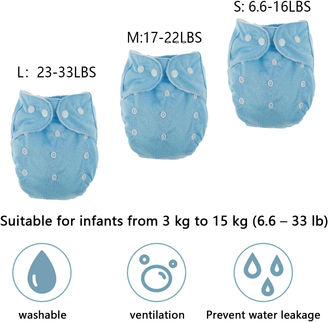 7 pañales de tela para bebé, pañales de bolsillo reutilizables, pañales de tela ajustables, pañales de tela súper absorbentes, pañales de tela