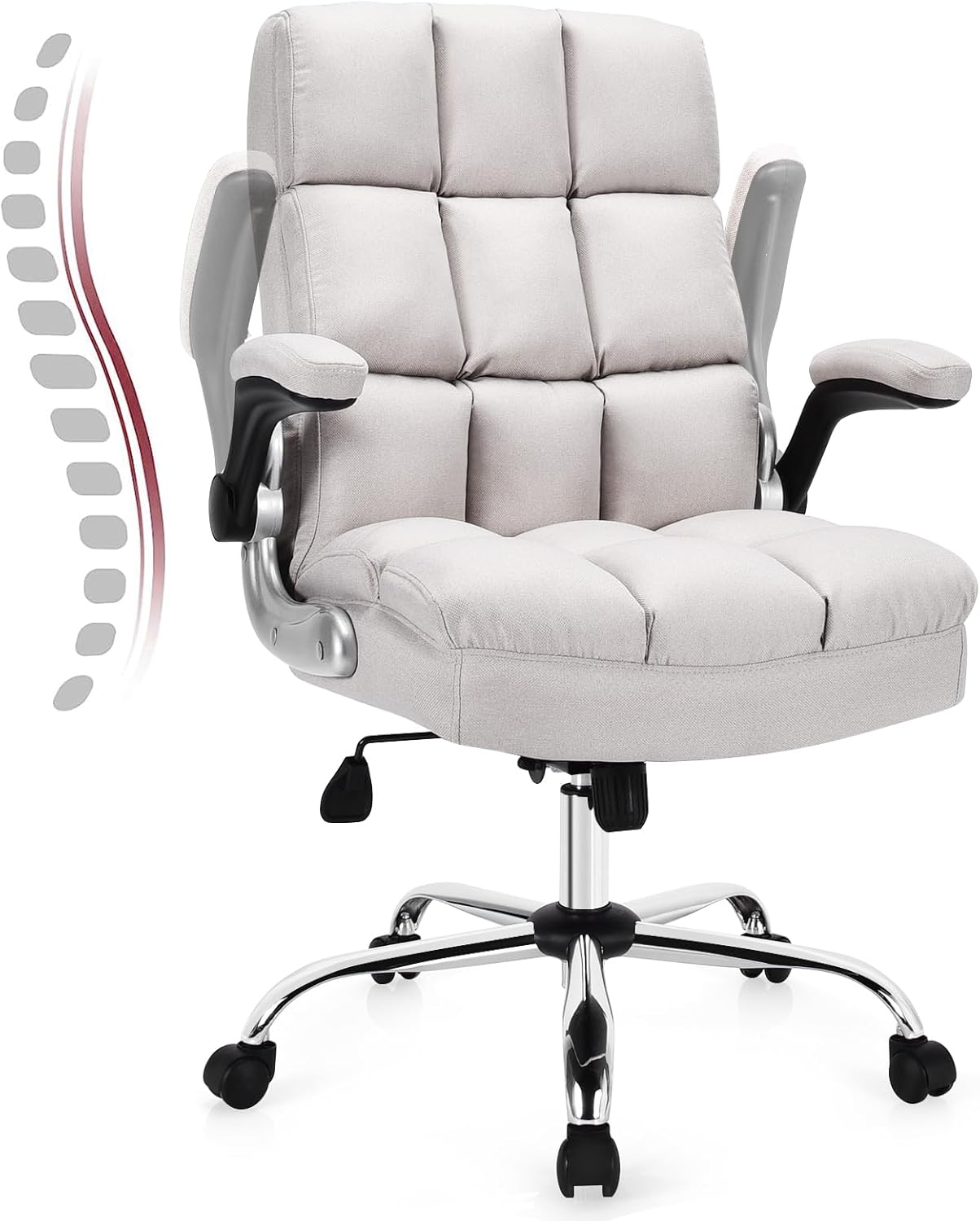 COSTWAY Silla ergonómica de oficina en casa, silla de escritorio para computadora grande y alta con respaldo ajustable de inclinación y reposabrazos