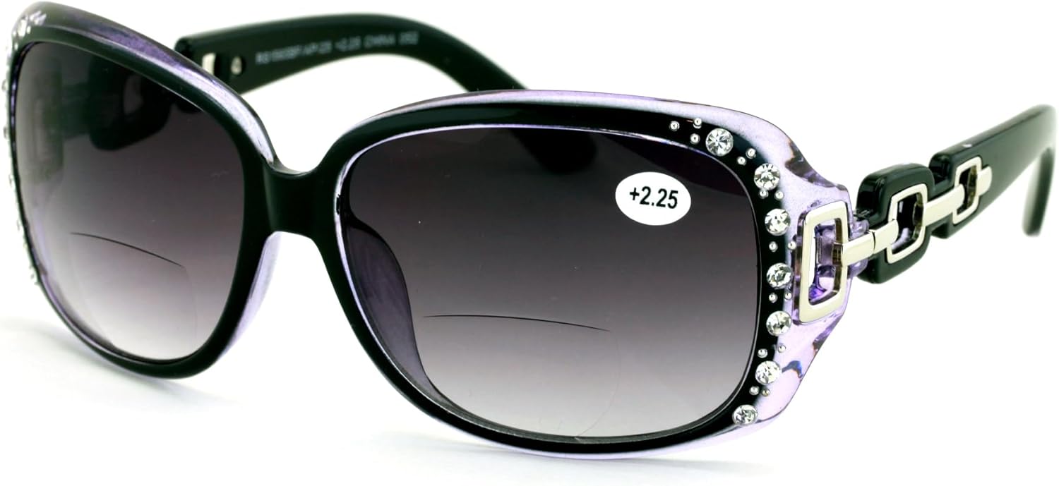 V.W.E. Gafas de sol de lectura bifocales de gran tamaño para mujer, lentes de lectura vintage para exteriores