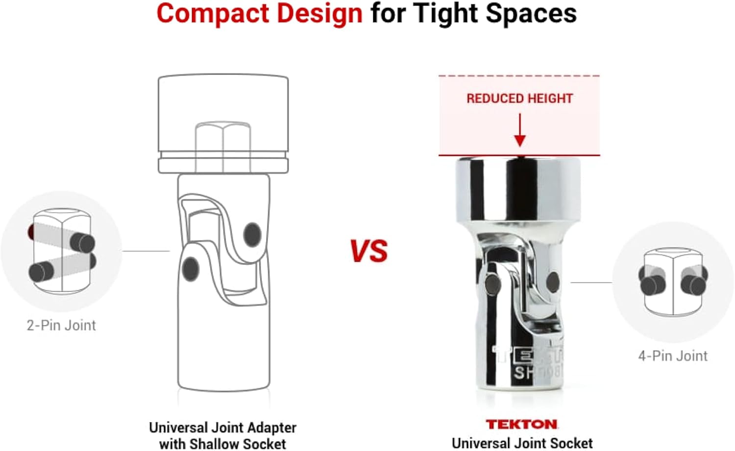 TEKTON Encastre de 38 pulgadas x 0.512 in Universal Joint Socket  SHD18113