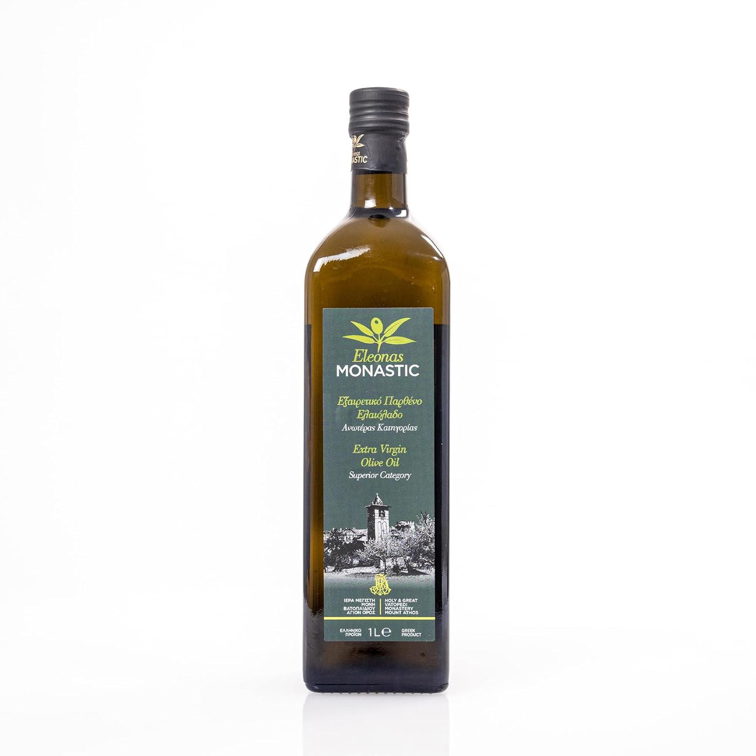 Aceite de oliva monástico virgen extra del monte Athos, variedad única de olivos de un antiguo olivar, rico en antioxidantes (1L)