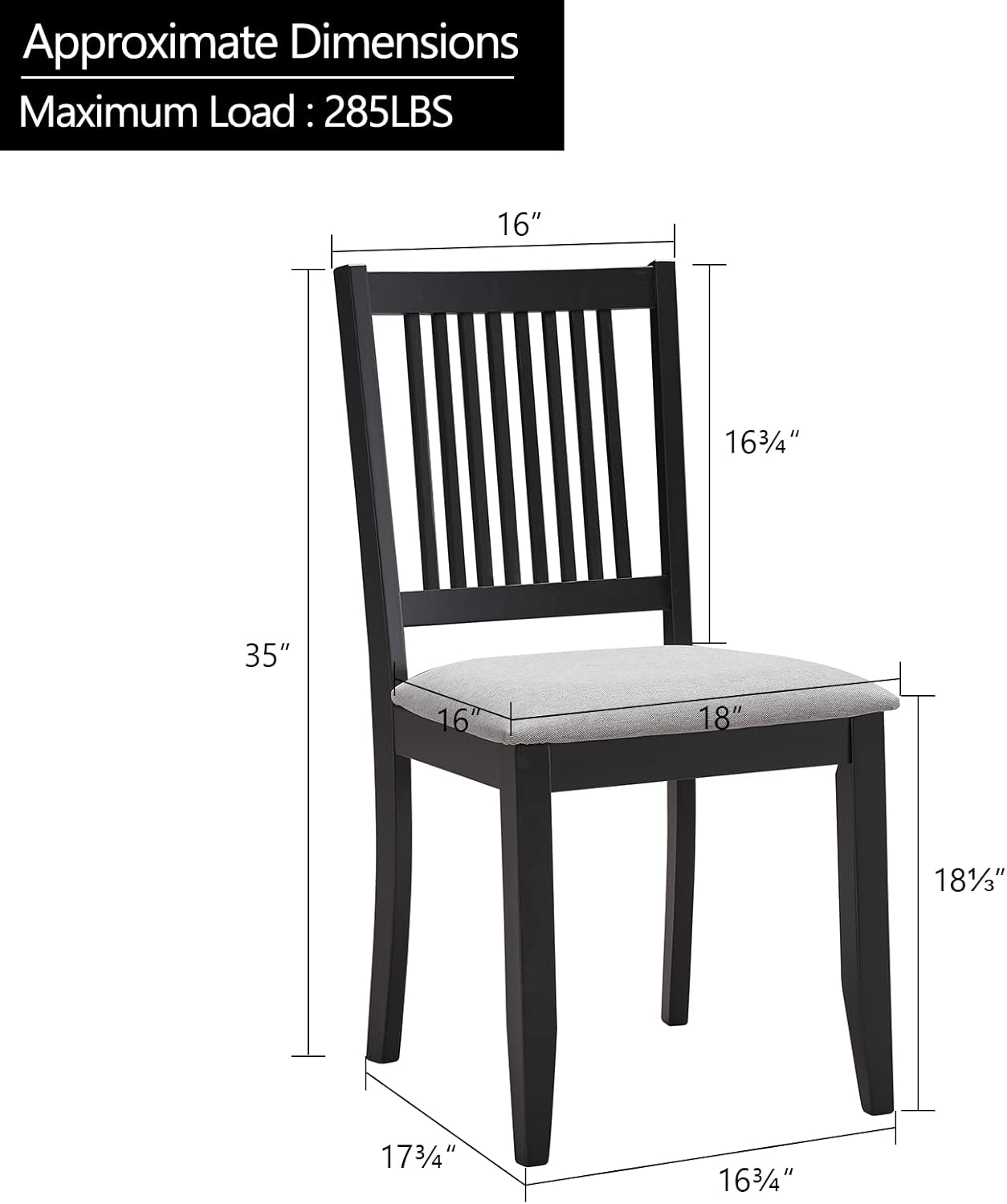 Duhome – Juego de 2 sillas de comedor de madera de goma con respaldo, sillas de comedor de tela, sillas sin brazos para sala de estar, restaurante,