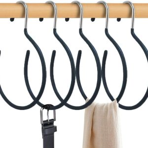 HangerSpace Perchas para cinturón, bufandas, anillos, 5 piezas antideslizantes para colgar lazos, organizador de armario, soportes de accesorios HangerSpace Perchas para cinturón, bufandas, anillos, 5 piezas antideslizantes para colgar lazos, organizador de armario, soportes de accesorios