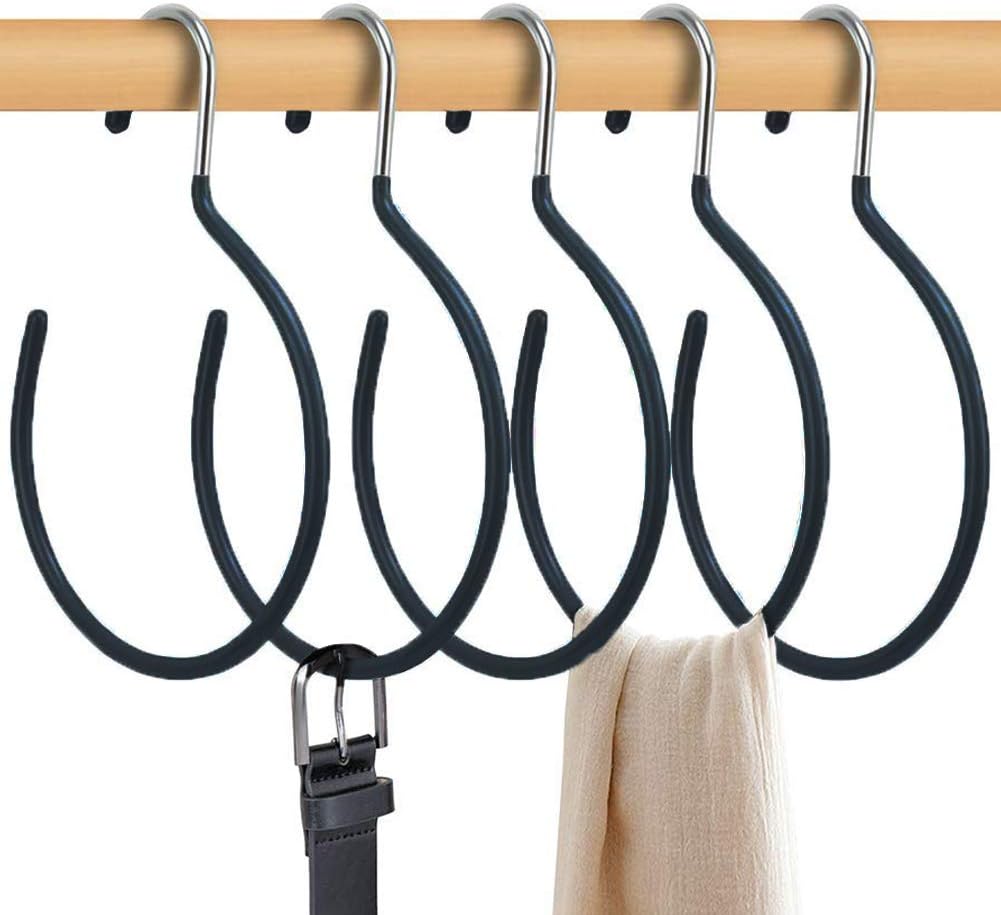 HangerSpace Perchas para cinturón, bufandas, anillos, 5 piezas antideslizantes para colgar lazos, organizador de armario, soportes de accesorios