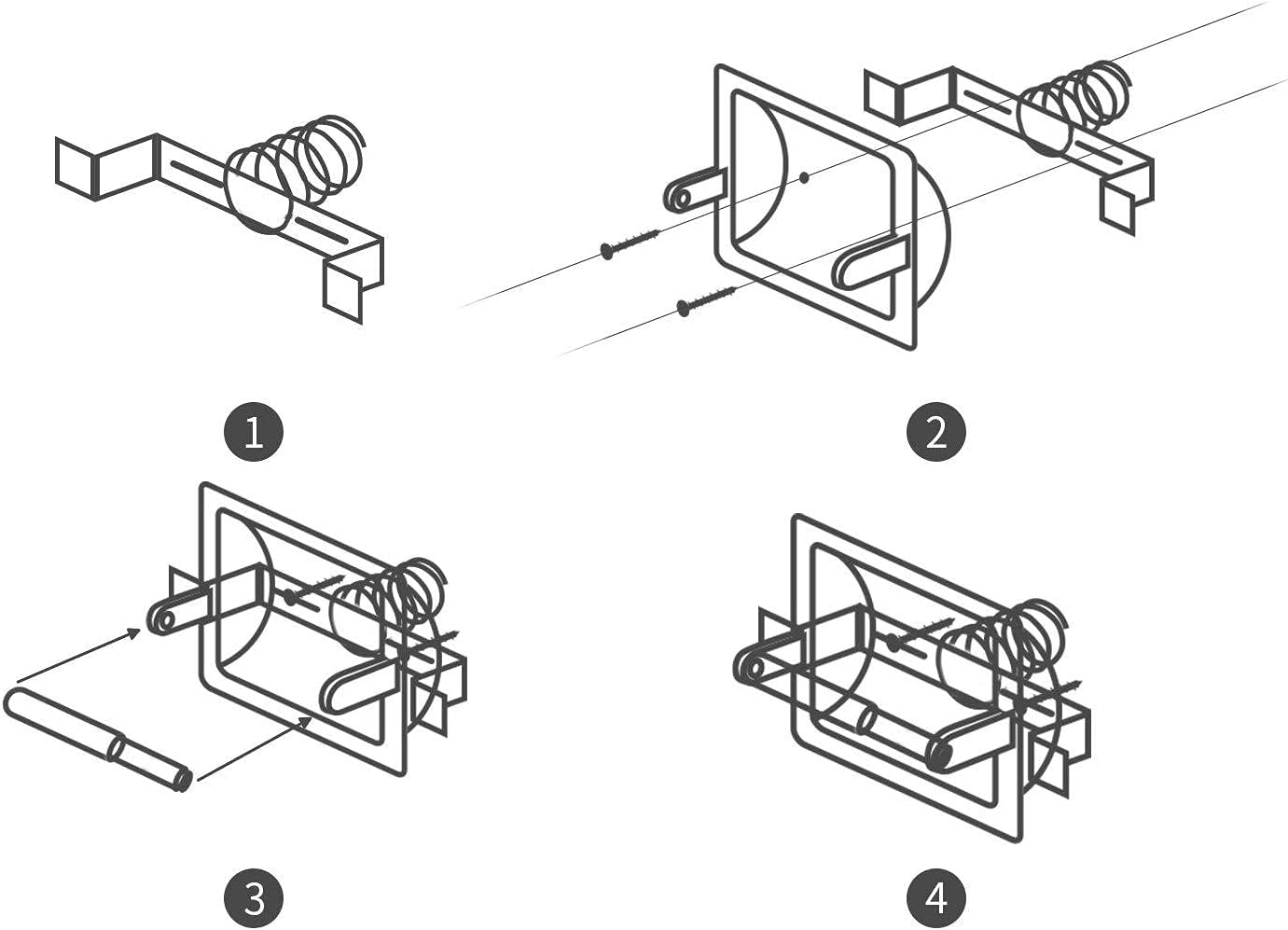 Moderno juego de toalleros de papel higiénico empotrables de color negro mate, soporte de pared de metal duradero para ahorrar espacio, diseño de