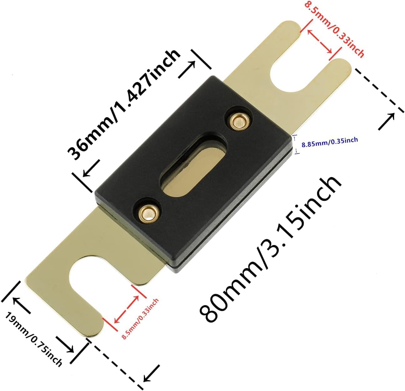 BOJACK 2 unids 60A Clear Shell ANL Fuse Holder y 2 Pcs 60Amp 32 VDC ANL fusibles para sistema de audio y video