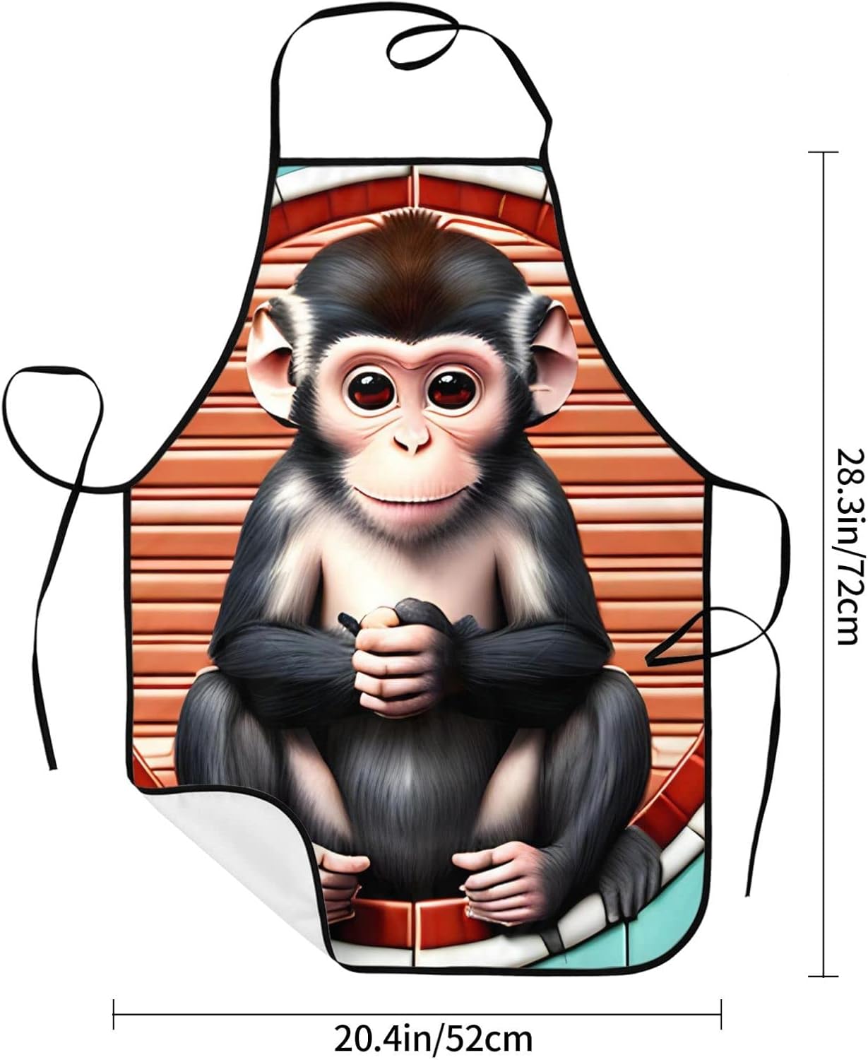 AthuAh The Silent Monkey Delantal para hombres y mujeres, delantal con bolsillos, impermeable y a prueba de aceite, adecuado para cocina, barbacoa,