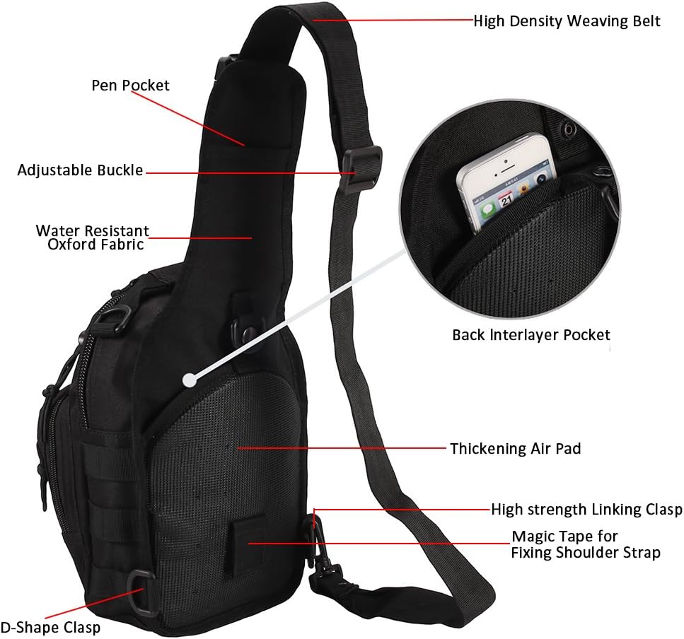 Mochila táctica de hombro, 1000D, bandolera militar para exteriores
