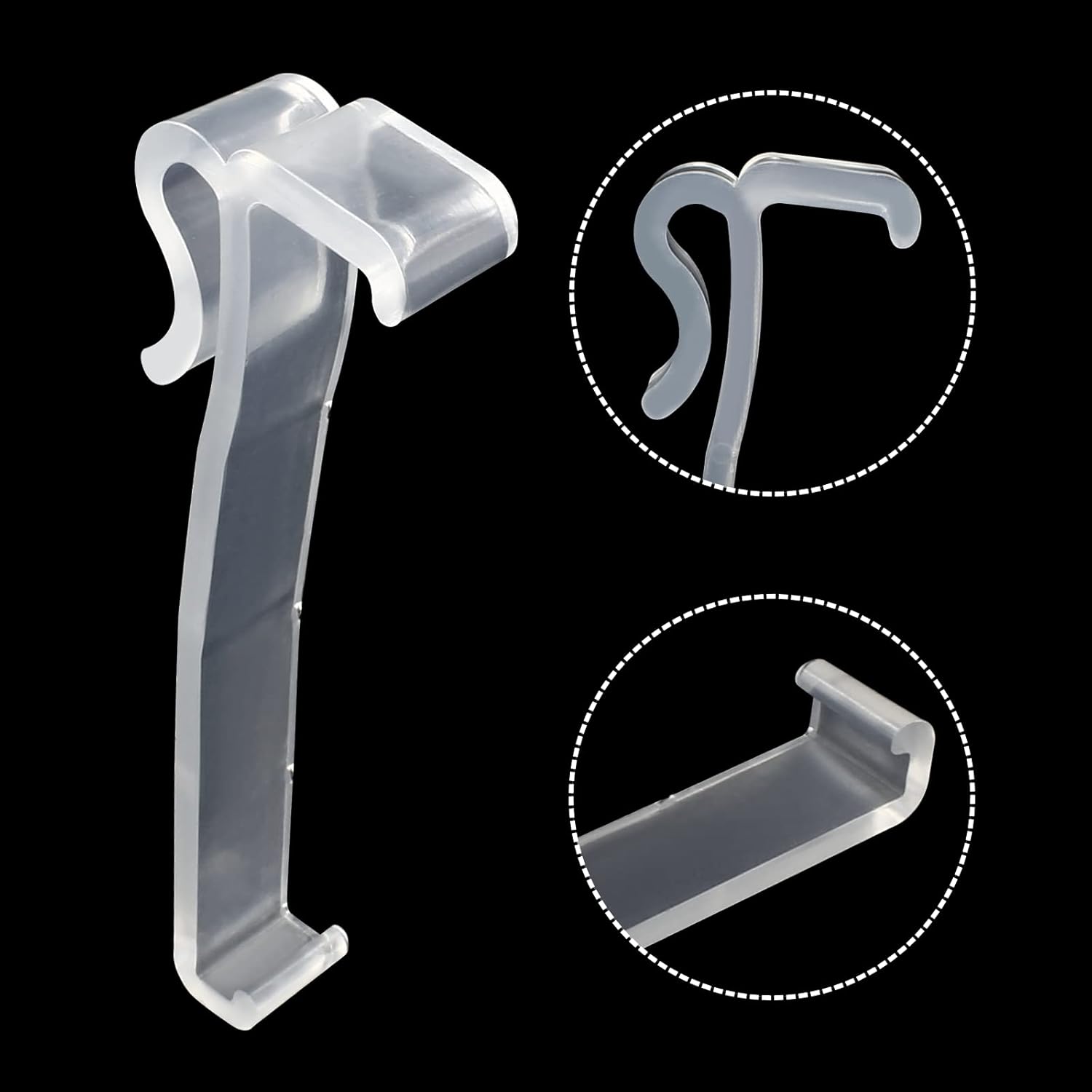 Clips para cenefa, 12 clips de plástico transparente de 3.25 pulgadas para ventana, clips de cenefa ocultos, clips de cenefa para cenefa horizontal