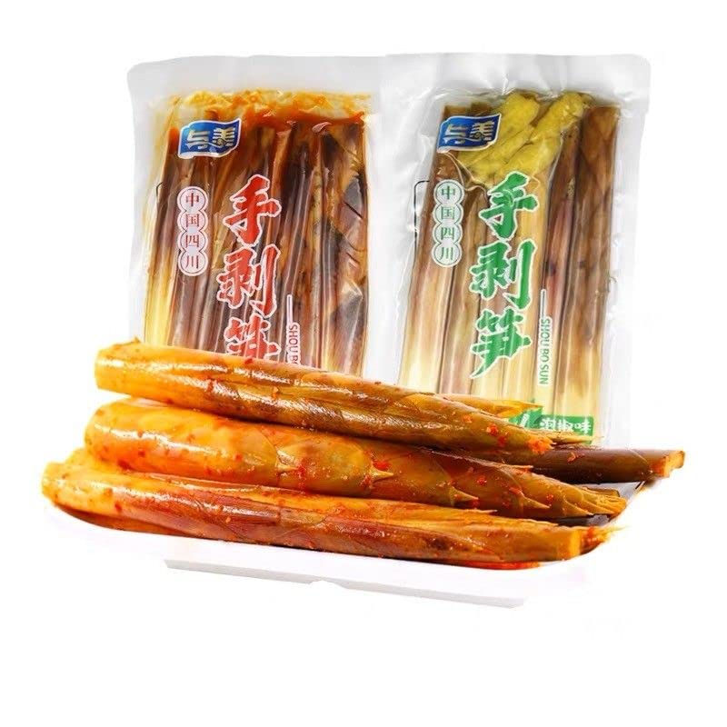 Brotes de bambú pelados a mano, brotes de bambú crujiente de pimienta en escabeche, brotes de bambú de pimienta de montaña fresca, aperitivo picante