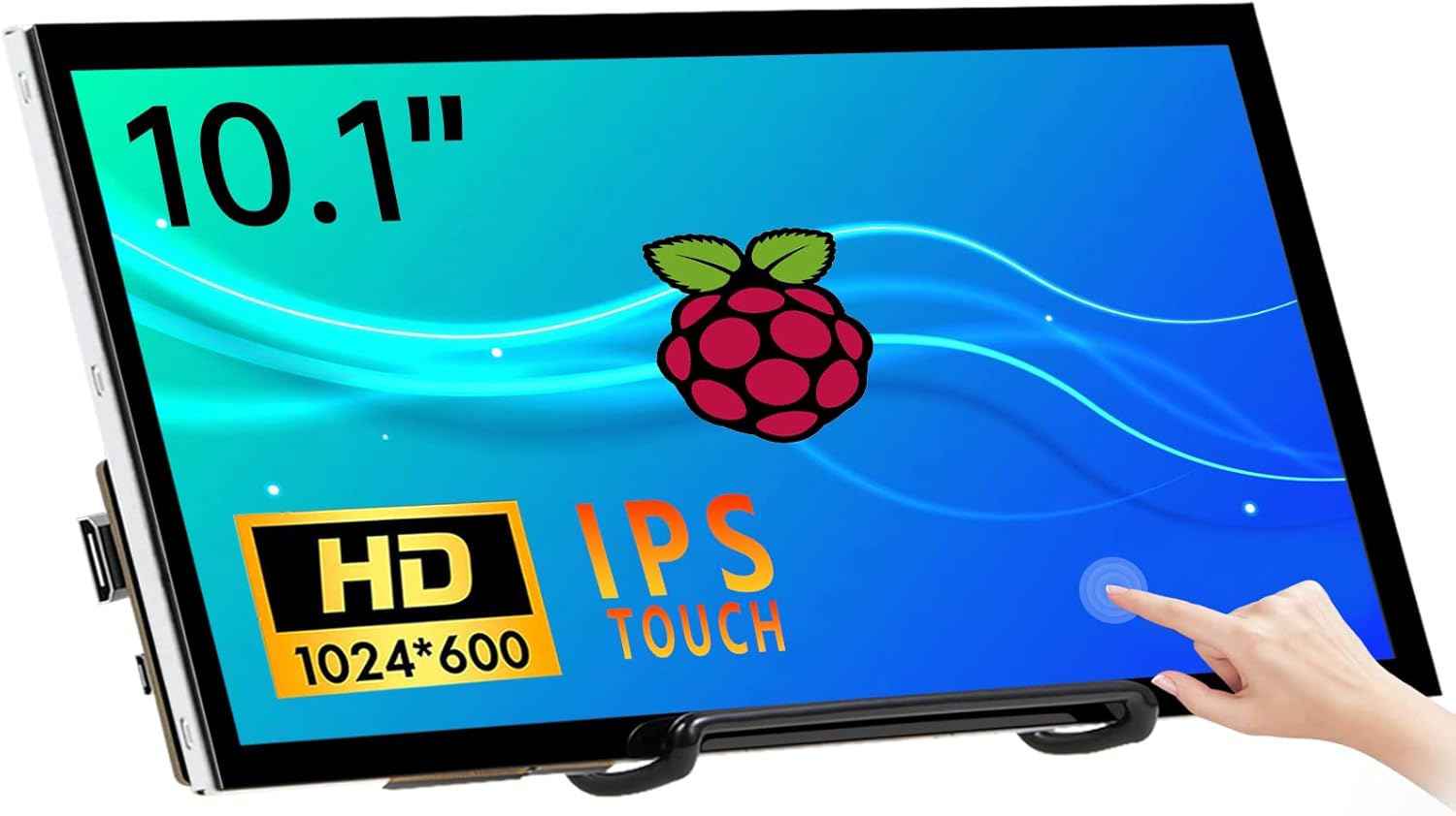 Monitor de pantalla táctil Raspberry Pi de 10.1 pulgadas, monitor de computadora HDMI 1024 × 600, monitor de computadora FHD IPS LCD para Raspberry