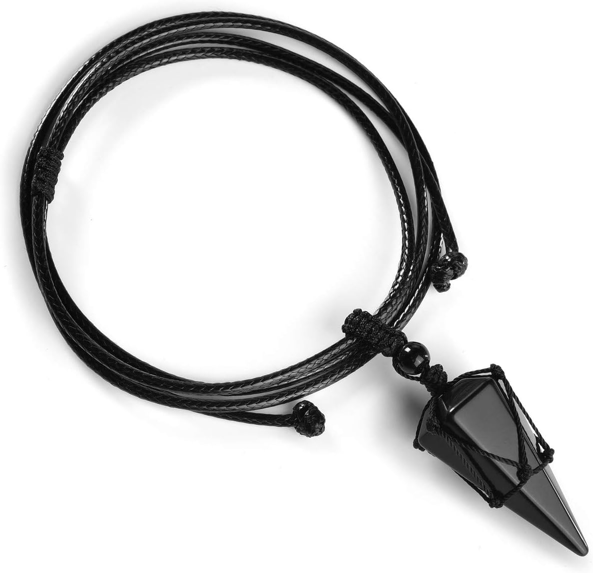 Jovivi – Collar de cristal de cuarzo natural, péndulo de radiestesia con punta hexagonal cristales curativos de adivinación, collar de piedra Reiki
