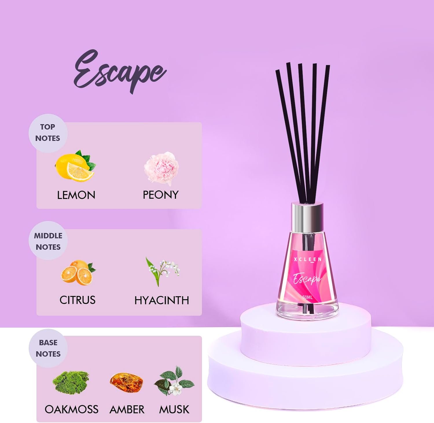 Xcleen Paquete de 3 difusores de aceite perfumado con 15 varillas, escaparvainillaámbar marroquí, ambientador para baño y oficina, fragancia para el