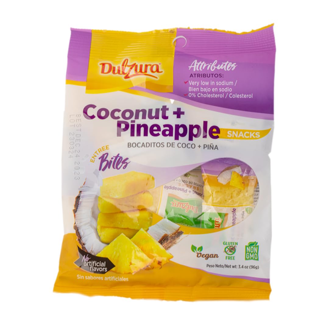 Dulzura CocoPina Treats  Coco rallado infundido con sabores de piña  3.4 oz (paquete de 1)