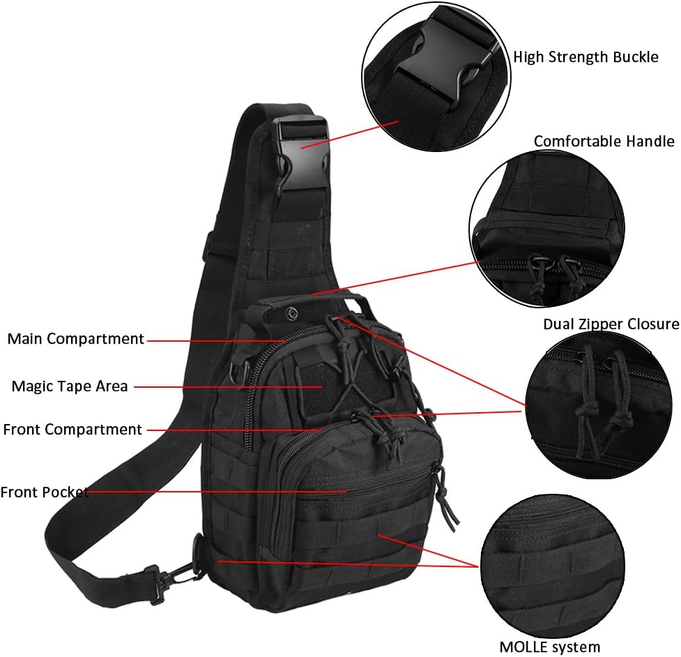 Mochila táctica de hombro, 1000D, bandolera militar para exteriores