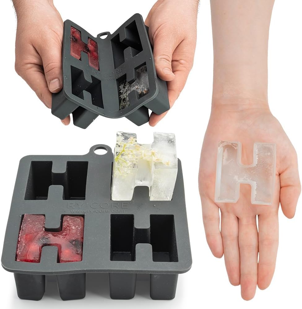 Bandeja de silicona Letra H molde único para cubitos de hielo para whiskybourbon, divertidos moldes de chocolate, formas del alfabeto artesanal con