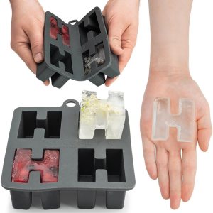 Bandeja de silicona Letra H molde único para cubitos de hielo para whiskybourbon, divertidos moldes de chocolate, formas del alfabeto artesanal con Bandeja de silicona Letra H molde único para cubitos de hielo para whiskybourbon, divertidos moldes de chocolate, formas del alfabeto artesanal con