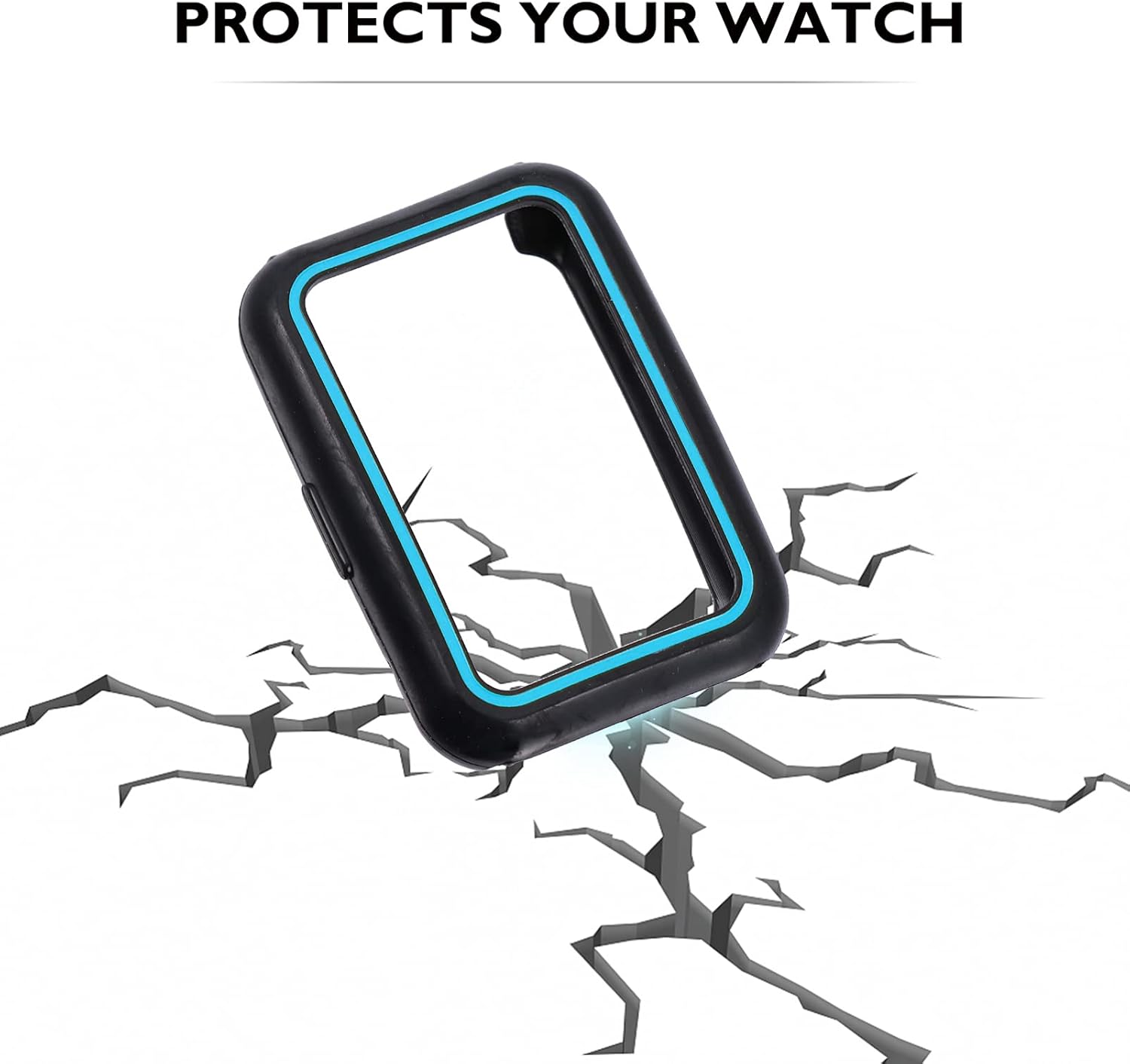 Hemobllo Protector de pantalla de marco de vidrio compatible con Huawei Watch Fit Case Smartwatch Funda compatible con Huawei Watch Negro Azul