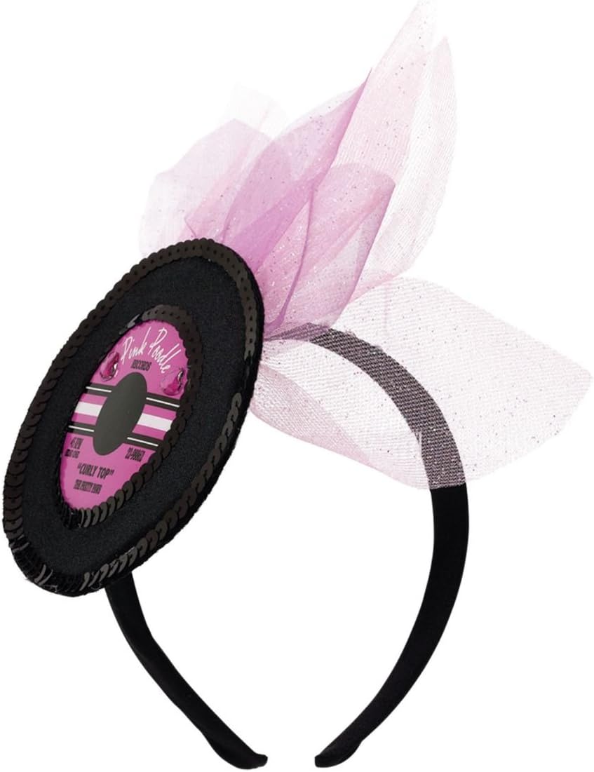 Amscan Nifty – Diadema para disfraz de fiesta temática de los años 50, accesorio para la cabeza y sombreros, talla única, negrorosa