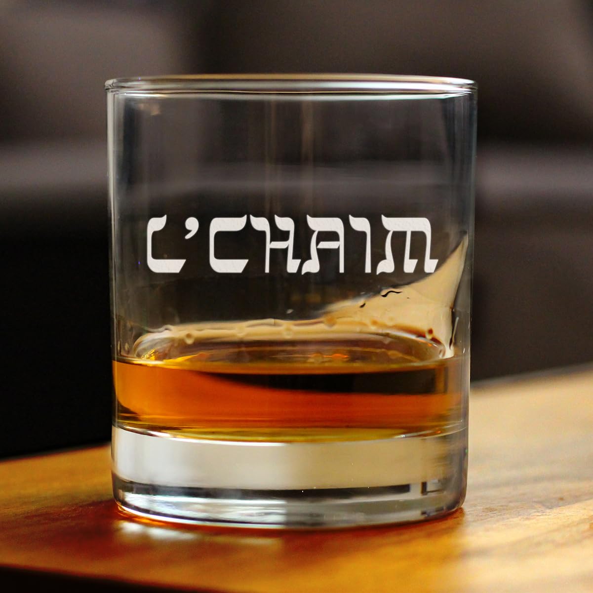 L’Chaim – Hebrew Cheers Rocks Glass – Fun Jewish Gifts or Party Decor for Women & Men – 10.25 Oz Glasses