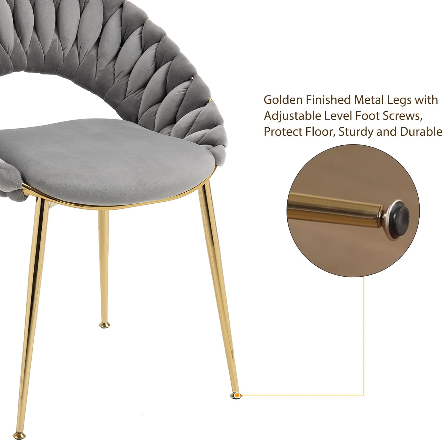 CALABASH Sillas de comedor modernas, sillas de comedor tapizadas de terciopelo de mediados de siglo, sillas auxiliares de ocio con patas de metal y
