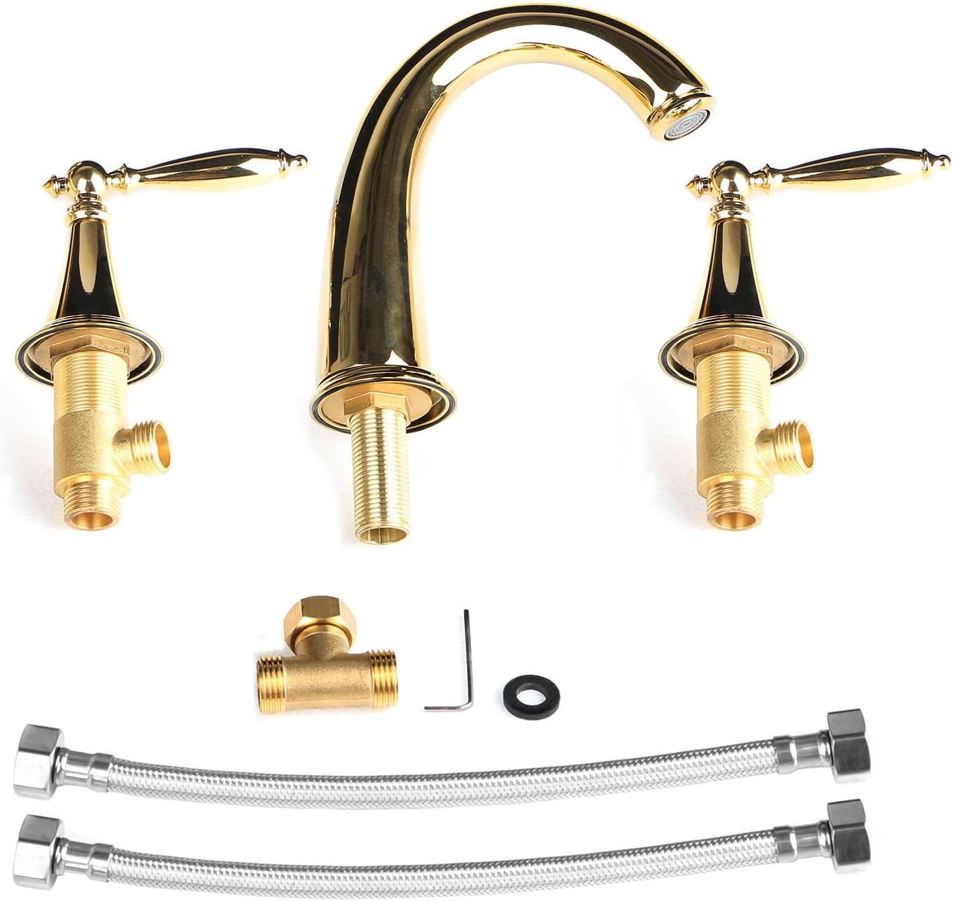 Grifos de baño para fregadero de 3 agujeros, grifo de baño de 2 manijas, Juego de grifos de baño de latón extendido, grifo de baño, grifo de lavabo