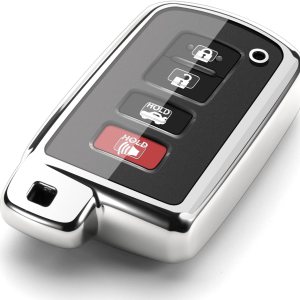 Funda compatible con llavero Toyota para 4Runner Tacoma Tundra Highlander RAV4 Camry Corolla Avalon Sequoia – Funda plateada para llave de coche, Funda compatible con llavero Toyota para 4Runner Tacoma Tundra Highlander RAV4 Camry Corolla Avalon Sequoia – Funda plateada para llave de coche,