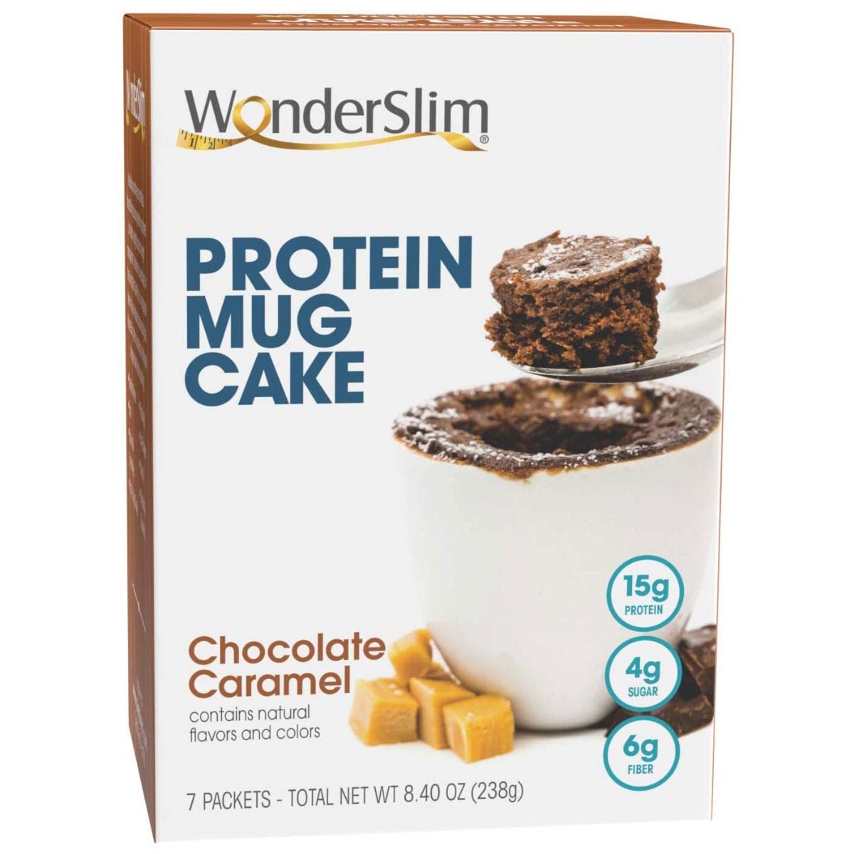 WonderSlim Tarta de taza de proteína, caramelo de chocolate – 0.53oz de proteína, 0.21oz de fibra, 0.14oz de azúcar (7 unidades)