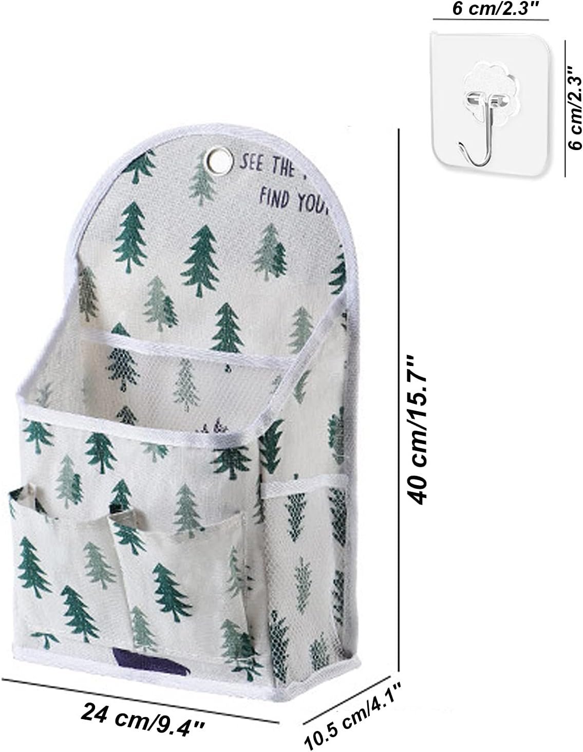 Paquete de 2 bolsas de almacenamiento para colgar en la pared del hogar, cesta organizadora de escritorio, cesta de almacenamiento colgante de lino
