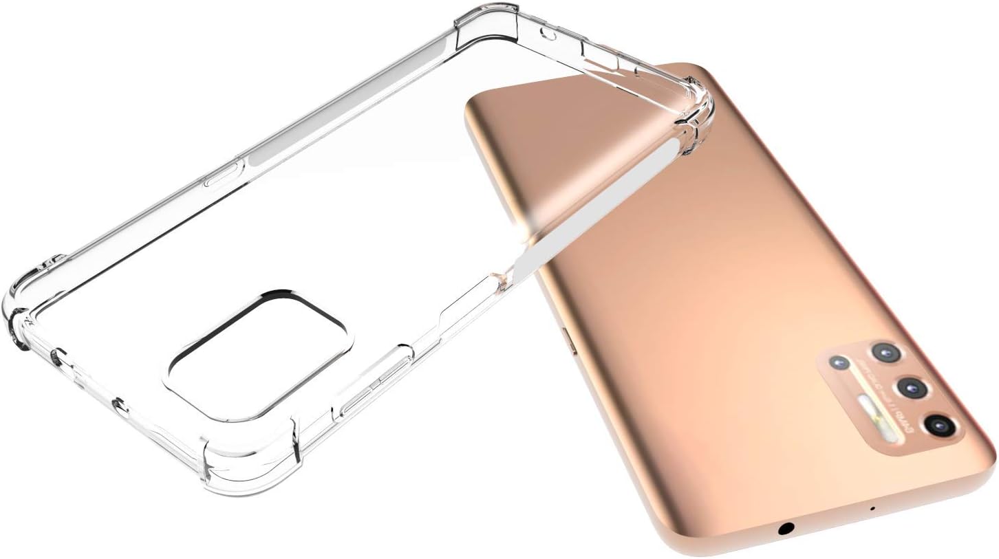 USTIYA Funda para Motorola G9 Plus Clear TPU Moto G9+Cuatro Esquinas Cubierta Protectora Transparente Suave Funda