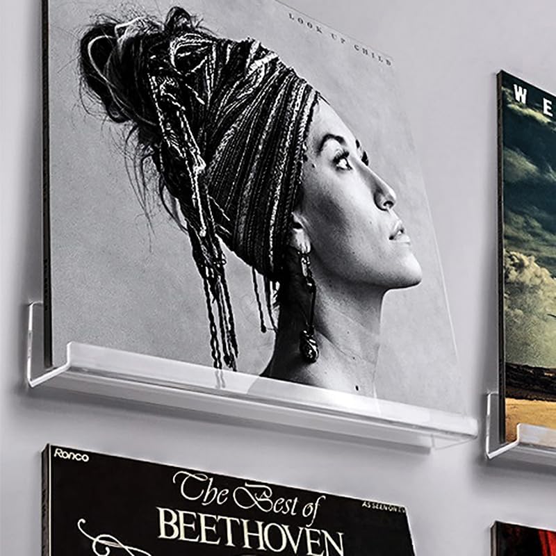 Soporte de acrílico transparente para registro montado en la pared para álbum de vinilo, estante de almacenamiento para decoración del hogar